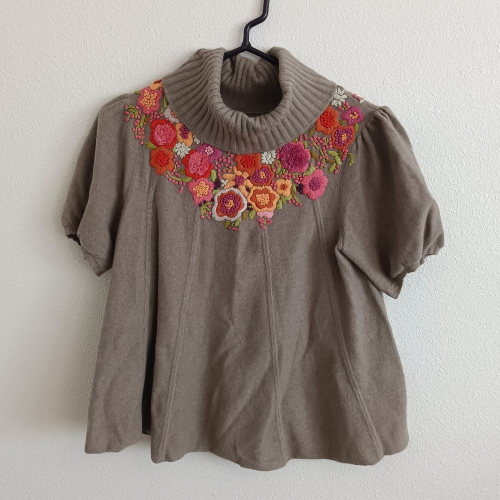 Embroidered Floral Turtleneck